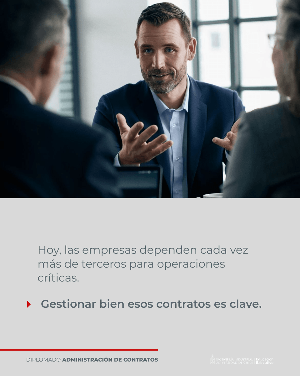 edexuchile's tweet photo. Las empresas dependen cada vez más de terceros para operaciones críticas.
▶️ Gestionar bien esos contratos es clave.

Convierte tu Diplomado en Administración de Contratos en una ventaja estratégica. Inicio de clases en mayo.

Conoce más en https://t.co/iwvNXOaMVL https://t.co/ICaqEsD2C7