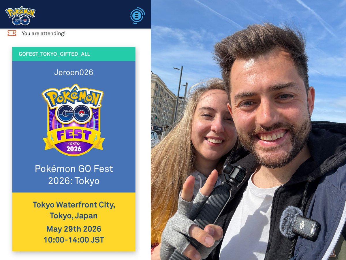 Jeroen026PoGo's tweet image. WE ARE GOING BACK TO JAPAN! 🇯🇵🔥

It's been 3 years and I’m beyond excited to meet everyone again!
DM me for lucky trades ✌️✨

Huge thanks to @PokemonGoApp for the #sponsored ticket 🎟️

#PokemonGO #PokemonGOFest2026