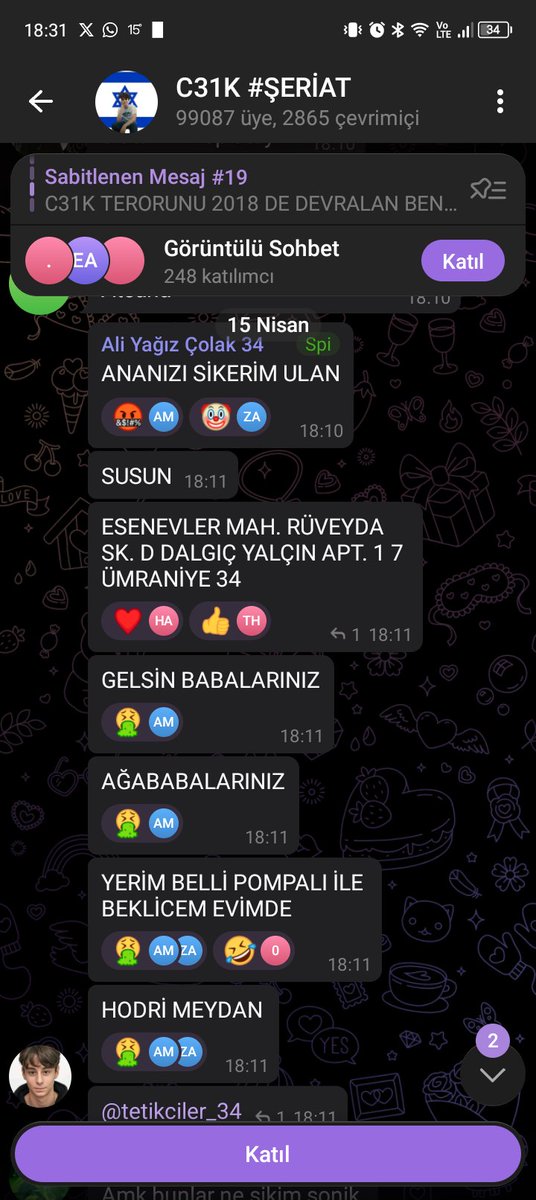 profesorfacia01's tweet photo. Sıradaki hedeflerinin Çağrıbey Anadolu Lisesi olduğunu söylüyorlar!

"Yarın Sivas'ta yeni bir haber duyacaksınız" diyorlar!

100 bin üyesi olan bu grup bu kadar rahat hareket ederken, muhalif twit atanların hesapları kapatılıyor!

@EmniyetGM 
@TC_icisleri https://t.co/uZP4NDW03I