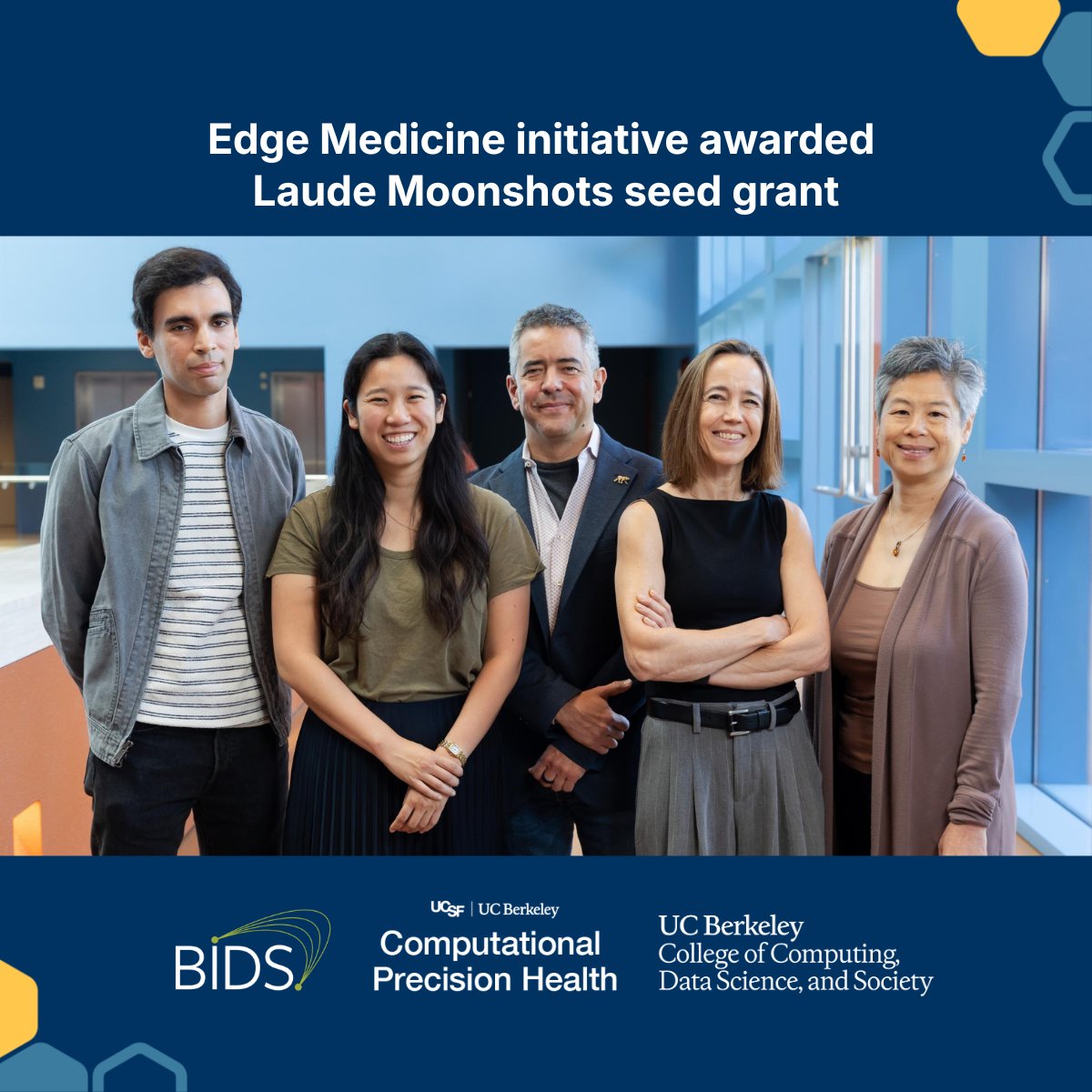 BerkeleyCDSS's tweet image. Congrats to the Edge Medicine initiative team – Ida Sim, Ahmed Alaa, Irene Chen, Fernando Perez, &amp;amp; Maya Petersen – on receiving a @LaudeInstitute Moonshots seed grant!  

🔗 bit.ly/48R0Gkq

@UCBStatistics @UCJointCPH @UCBerkeley @UCSF 
#AI #HealthCare