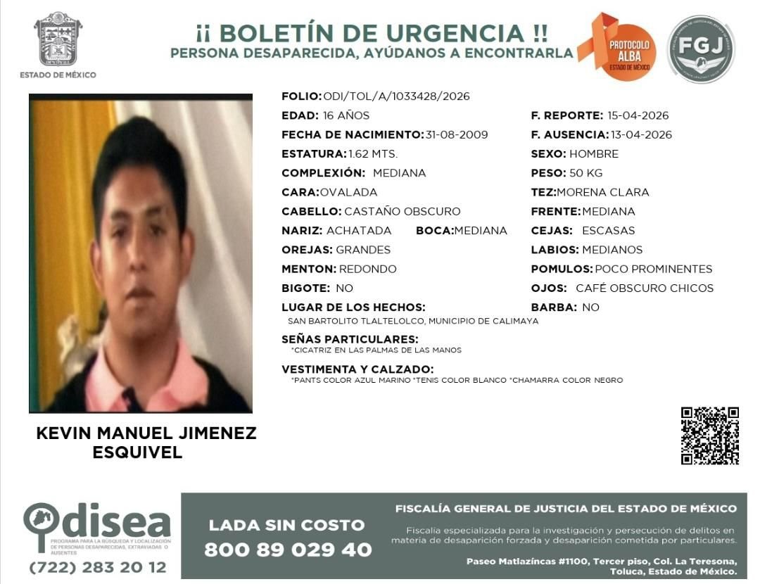 C5Edomex's tweet image. 🔎 #ServicioC5ALaComunidad || Ayudemos a difundir cualquier información para localizar a la siguiente persona. Comuníquese sin costo al:  ☎️800 890 29 40; o bien:(800) 702 8770. 

Para #Emergencias en el momento de los hechos marque 📞9⃣1⃣1⃣