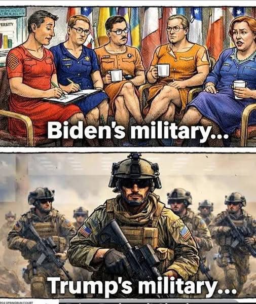 Biden’s military was a disgrace!

Drop a “hell yeah” in support of President Trump‘s awesome military with Secretary of War, Pete Hegseth leading the way!
