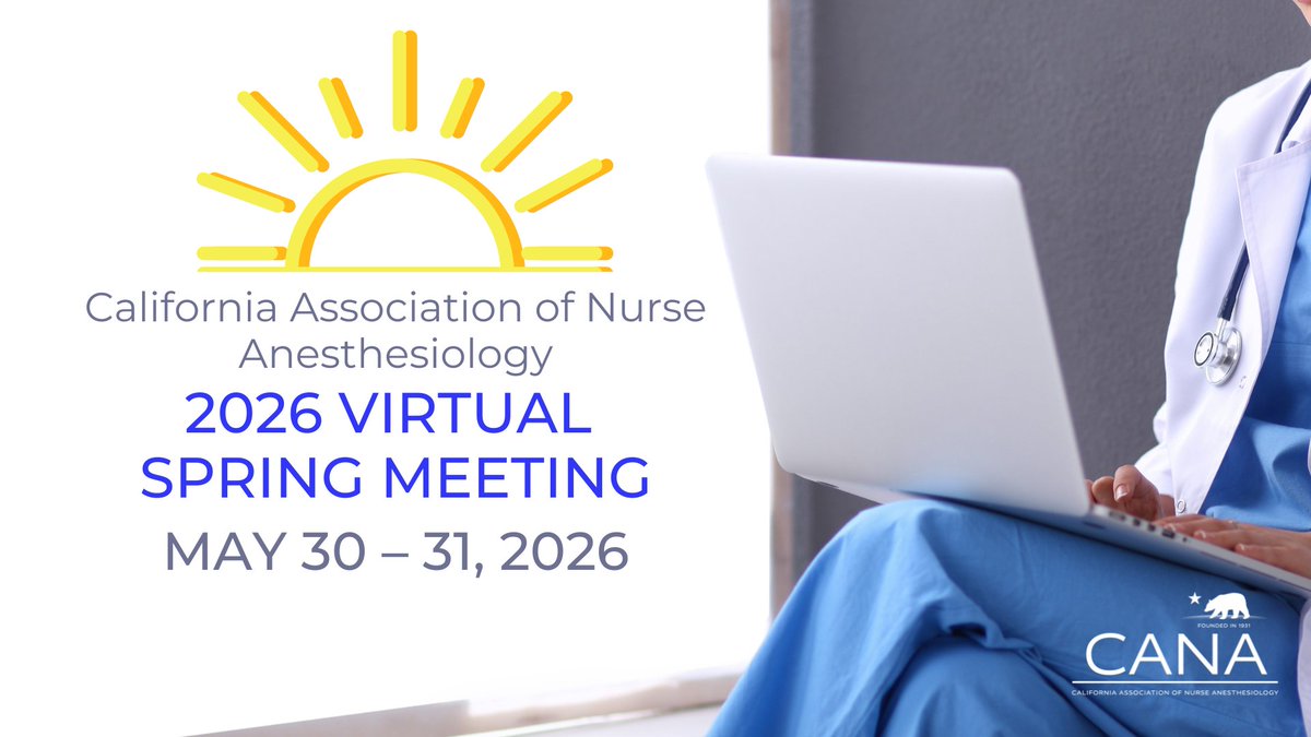 CANACRNA1931's tweet photo. Register for CANA 2026 Virtual Spring Meeting May 30-31! Learn from CRNA experts and connect with peers. No travel needed! Visit https://t.co/yYNDUZ4CCB for details. https://t.co/168ZfmwKct