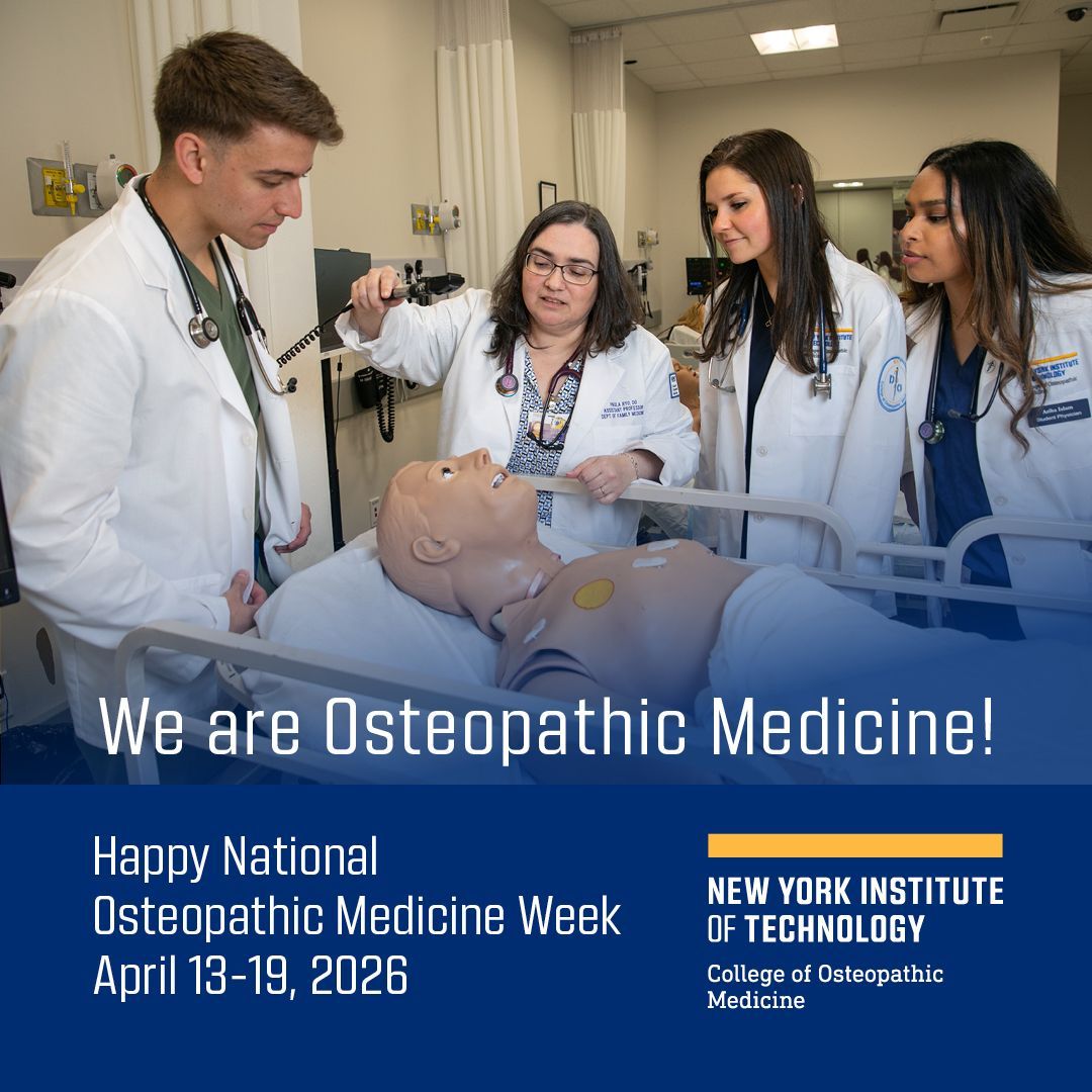 NYITCOMDO's tweet photo. 167,000+ DOs. Nearly 40,000 students. One mission: whole-person care.
Proud to celebrate our NYITCOM community this National Osteopathic Medicine Week. https://t.co/brqLhbjtce
#NOMWeek2026 #DOProud #nyitcom #nyitcomar @aoafordos https://t.co/u2mU2YO4Ji