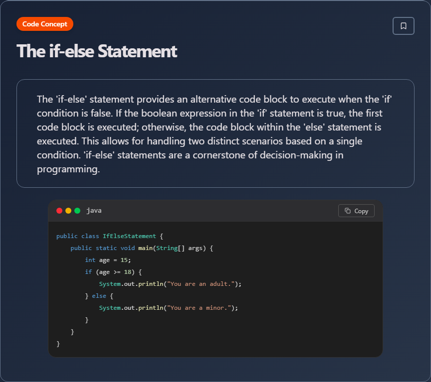 techielearnapp's tweet image. ✨ The if-else Statement (Java)

#Java #JavaDev #OOP #Backend #100DaysOfCode #DevLife