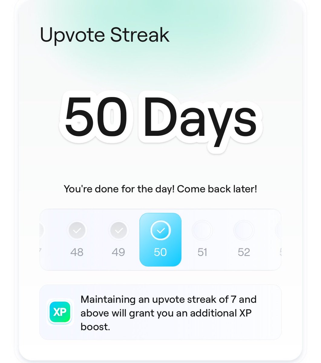 50 days upvote streak in <a href="/AbstractChain/">Abstract</a>
