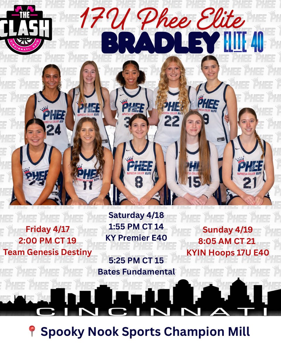 julia_long24's tweet image. Here’s our schedule for the Clash in Cincinnati!! @PheeElite