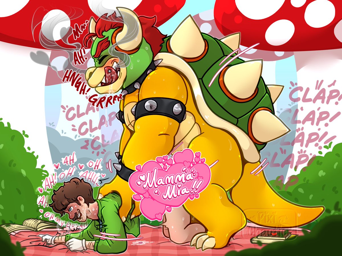 PixiChaotic's tweet photo. Luigi tried to bring back the weekly book club, Bowser had a better idea 🔥💚 #bowigi #nsfw #bowuiginsfw #sizedif https://t.co/05tlMV3sTx