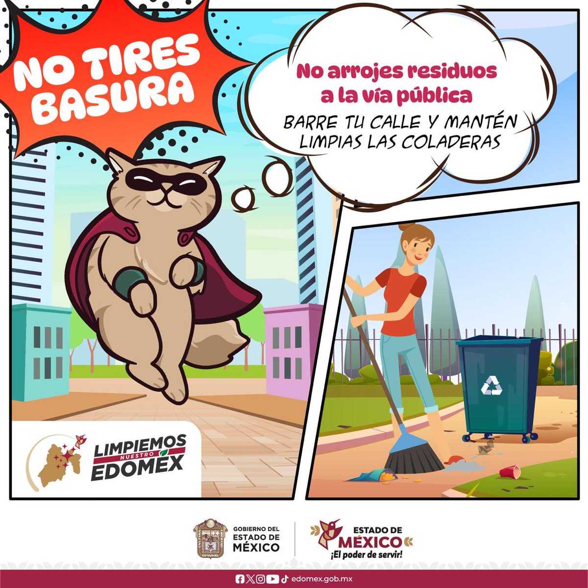 AmbienteEdomex's tweet image. ¡Cuidemos juntos el #EdoMex!  Guardar la envoltura o botella hasta encontrar un bote es un pequeño esfuerzo con un impacto enorme. A través de estos buenos hábitos, se quiere lograr que nuestras vialidades se mantengan limpias. ¡Súmate y #LimpiemosEdoMéx! #ElPoderDeServir