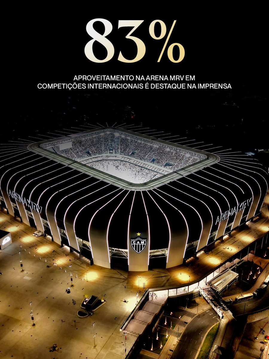 A Arena MRV faz a diferença! 🏟️🐓

Em matéria do <a href="/geglobo/">ge</a>, a <a href="/ArenaMRV/">Arena MRV</a> aparece como uma verdadeira fortaleza em competições continentais. O conteúdo ressalta o impacto da Casa do Galo, mesmo com pouco tempo de inauguração, em torneios internacionais.

Em 12 jogos no estádio, são