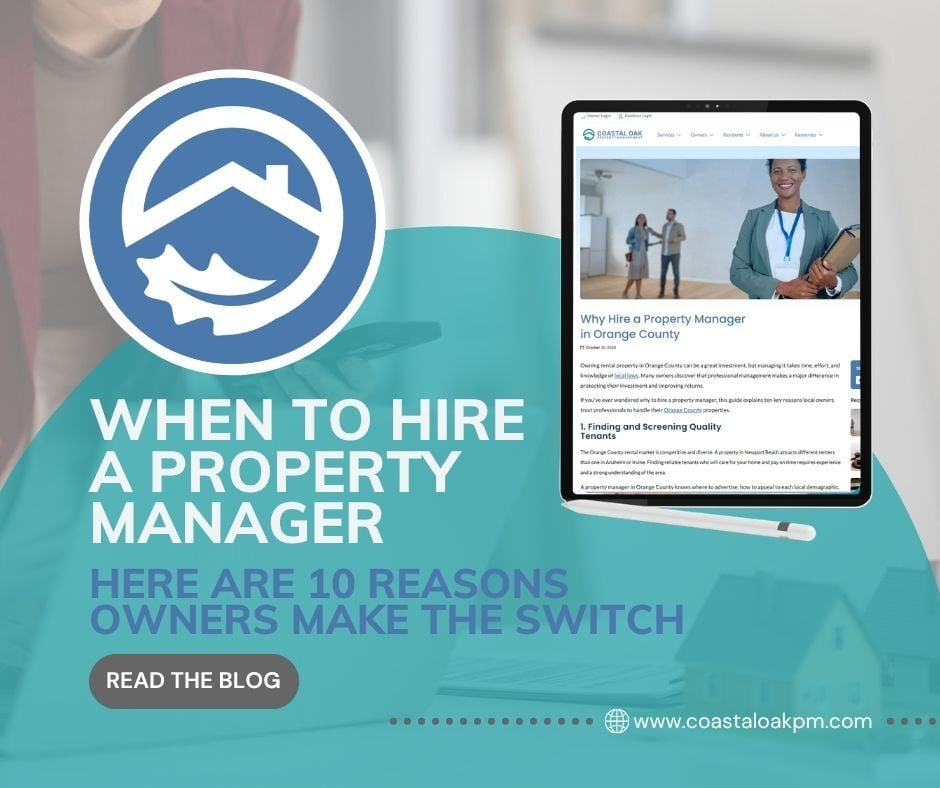 coastaloakpm's tweet image. When does it make sense to hire a property manager?
If managing your property is taking too much time, feeling reactive, or you’re unsure if it’s optimized, it may be time.
We broke down 10 reasons owners make the switch: hubs.li/Q049_LTV0 

#PropertyManagement #California