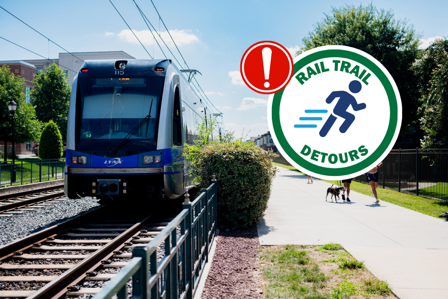 🚨As CATS prepares installation of a new track crossing as part of the South End Station project, a portion of the Rail Trail will be closed beginning this Sunday, April 19.

🚉Blue Line single tracking impacting New Bern, East/West, and Bland Street Station also starts this