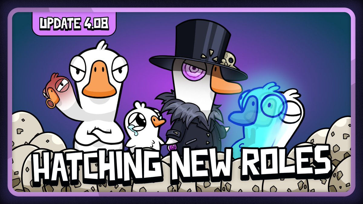 ggd_game's tweet image. 🚨v4.08 - Hatching New Roles!
🥚Cuckoo – Lay eggs to win
🧿Witch Doctor – Stare to kill cursed players
❓Lost Duckling – Lost.
🦠Carrier – Counterpart to Parasite
🪱Parasite – Counterpart to Carrier  
💭Lucid Dreamer – Explore map during meetings 
#GGD #Update
