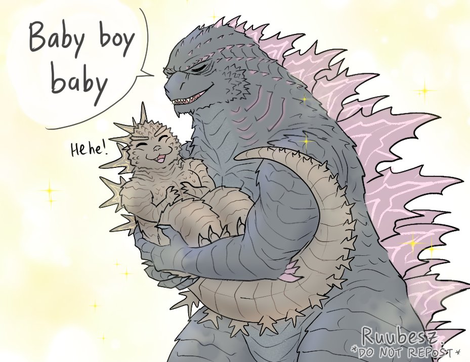 ruubesz's tweet image. They grow up so fast... :,)
(Minus(? Zero?) still likes to be carried by MV Goji)
#godzilla