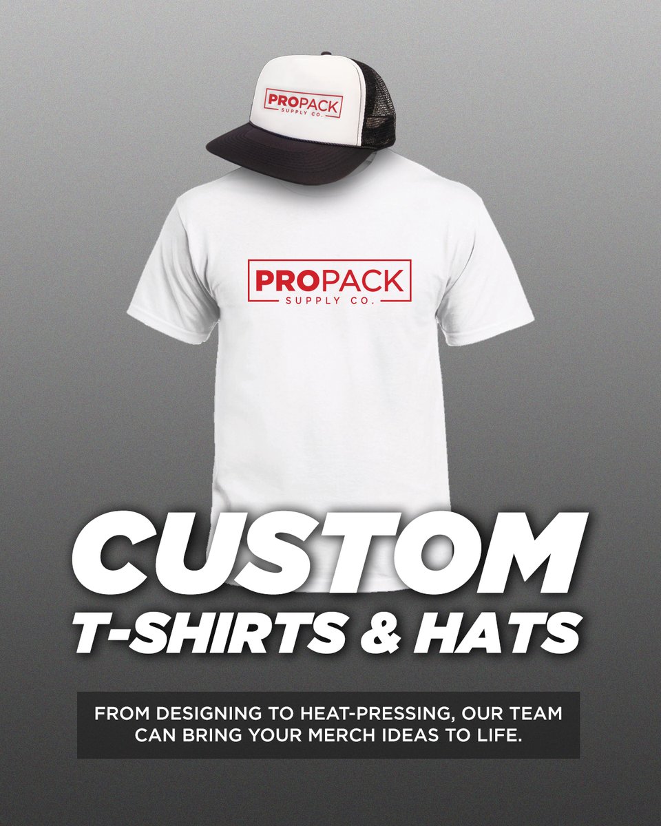 ProPackSupplyCo's tweet image. From idea to wearable—your brand, your way. 

#Merch #TShirts #Hats #PrintShop #Design
