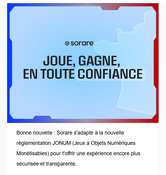 Ce sera peut être long mais j'aimerais qu'on parle de l'énorme hypocrisie de cette loi JONUM 🤦‍♂️

Oui Sorare doit être encadré pour évoluer dans un climat de confiance en assurant une protection des joueurs, mais cette loi est une vaste blague qui n'a que pour objectif de
