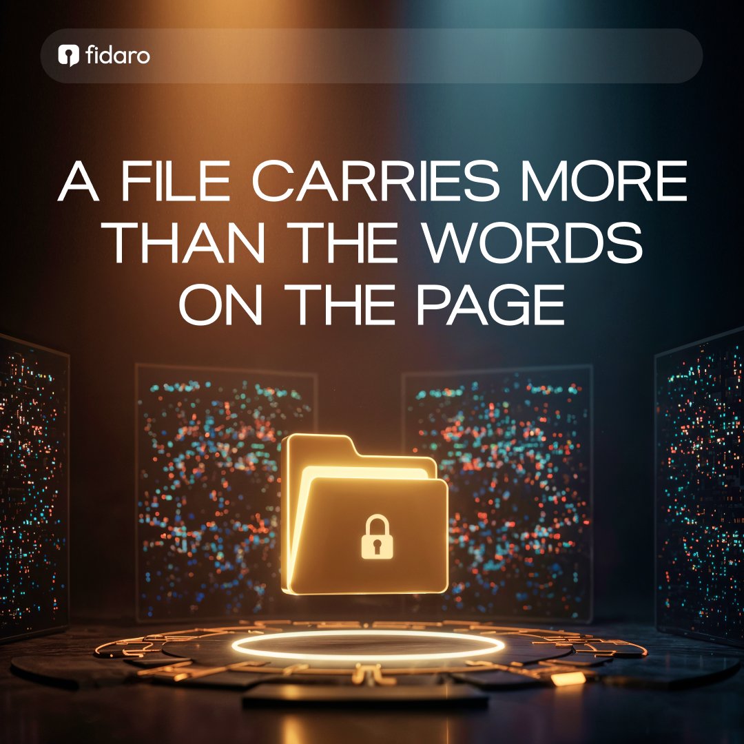 FidaroAI's tweet photo. You meant to share one paragraph.
But here's what actually travels when you upload a document to an AI tool:

1️⃣ A PDF carries the author's name, the company, the creation date, the edit history, and sometimes comments people were certain they'd deleted.
2️⃣ A spreadsheet brings tab names referencing internal projects. Formulas pointing to systems that were never meant to leave the building. A timestamp showing exactly who touched it last.
3️⃣ A screenshot captures everything on screen at that moment. The notification bar. The open tabs. The message in the background you didn't notice.

AI tools don't read the part you care about.
They process the whole file.

AI tools don't read the part you care about.
They process the whole file.
Copy the text. Leave the file behind.