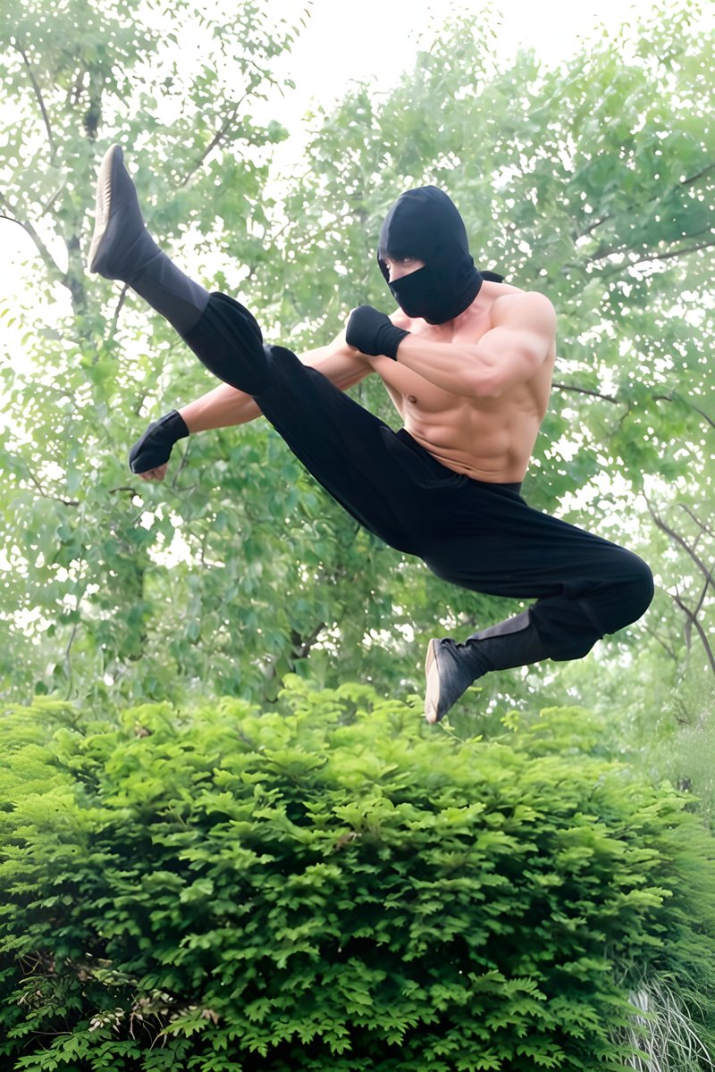 MexiNinjaKuro's tweet photo. A Muscle Ninja executing a Flying Roundhouse Kick  powerfully with such good form. #kicks #martialarts #flyingkick #ninja #martialart #muscle #muscles #muscular #jakitabi https://t.co/ICKYUGBJ7Q