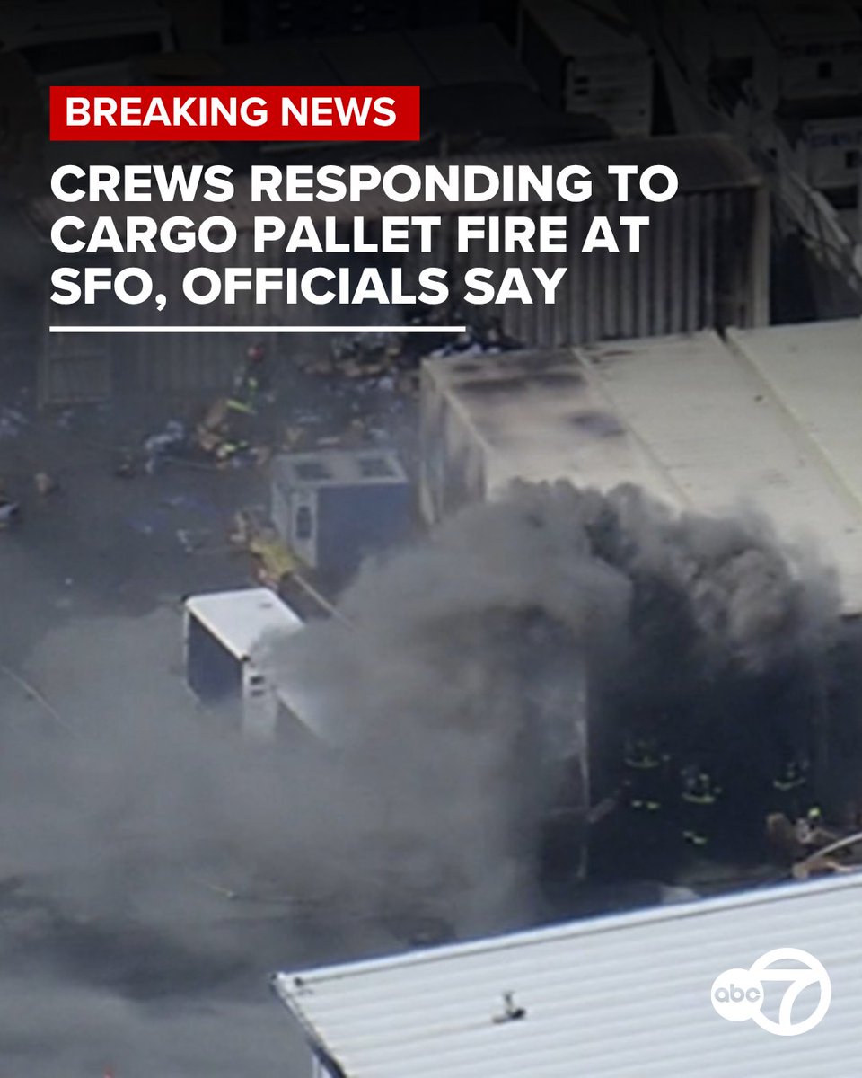 abc7newsbayarea's tweet image. Crews are working to contain a fire that broke out at cargo containers at San Francisco International Airport on Friday afternoon, according to officials. They say SFFD is on scene and there are no injuries. abc7news.com/18836497/