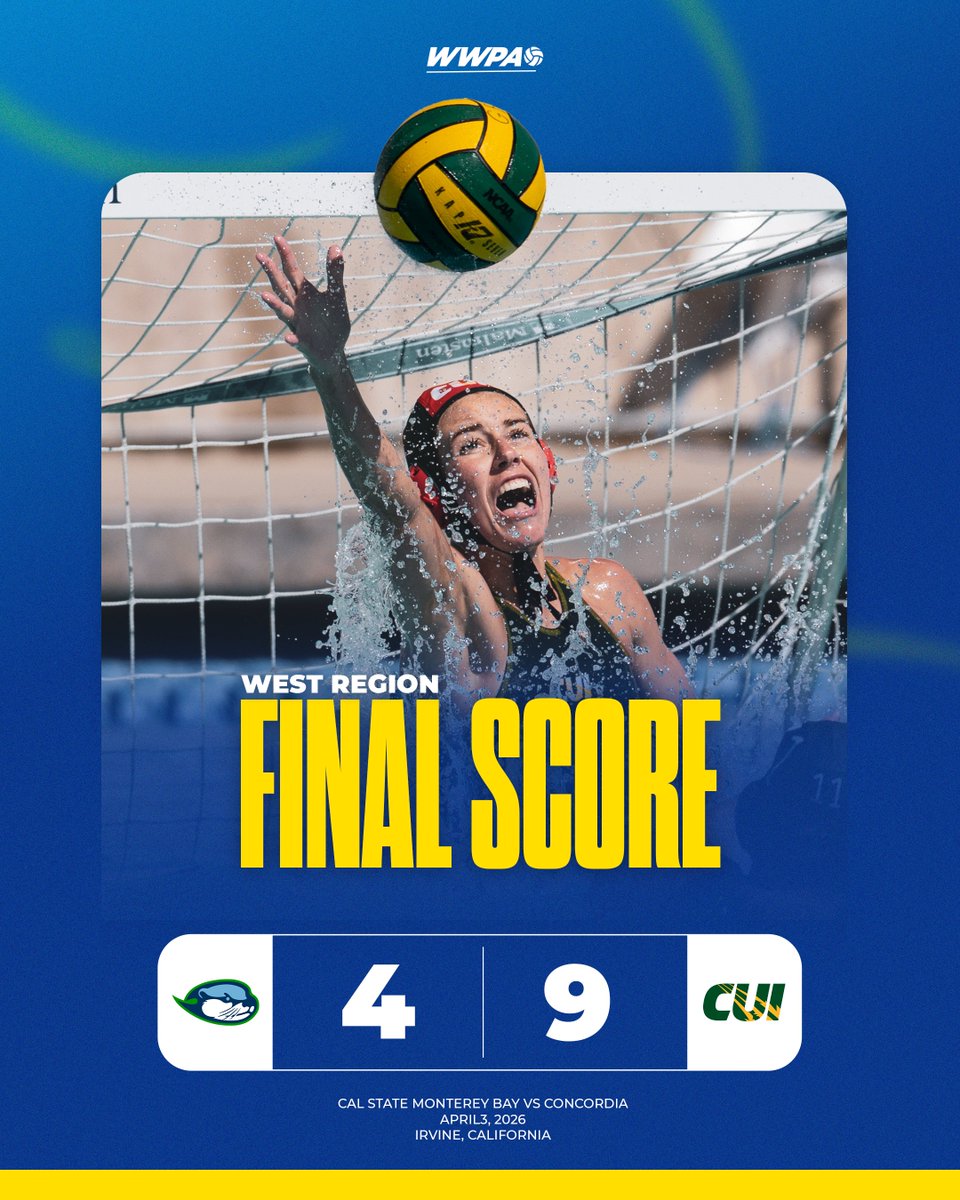 TheWWPA's tweet photo. Golden Eagles take the West 👌

@cuiwwp takes down Cal State Monterey Bay in the season finale behind Jaden Soto's 10 saves and 5 points (3g, 2a) from Anna Tyukasz.
#ncaawaterpolo https://t.co/mh0KwFlmNW