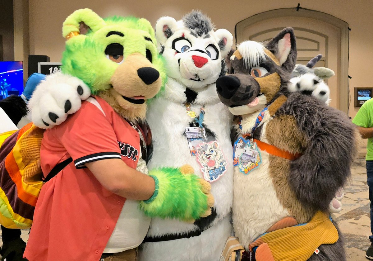 Kumadoggo's tweet photo. Happy #FursuitFriday with @kingwizardwolf and with this fluffy white tiger @ArciOfficial  !!! ✨️💚💙🧡✨️ https://t.co/9rxZSxAnyN
