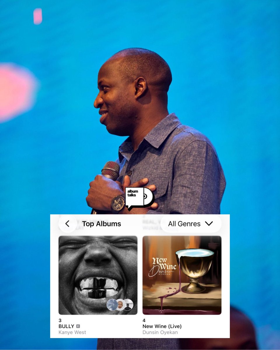 🚨Dunsin Oyekan’s new Live Album “New Wine” reaches a new peak at #4. 📀

— His last 6 Projects have peaked inside the NG Apple Top 5.
