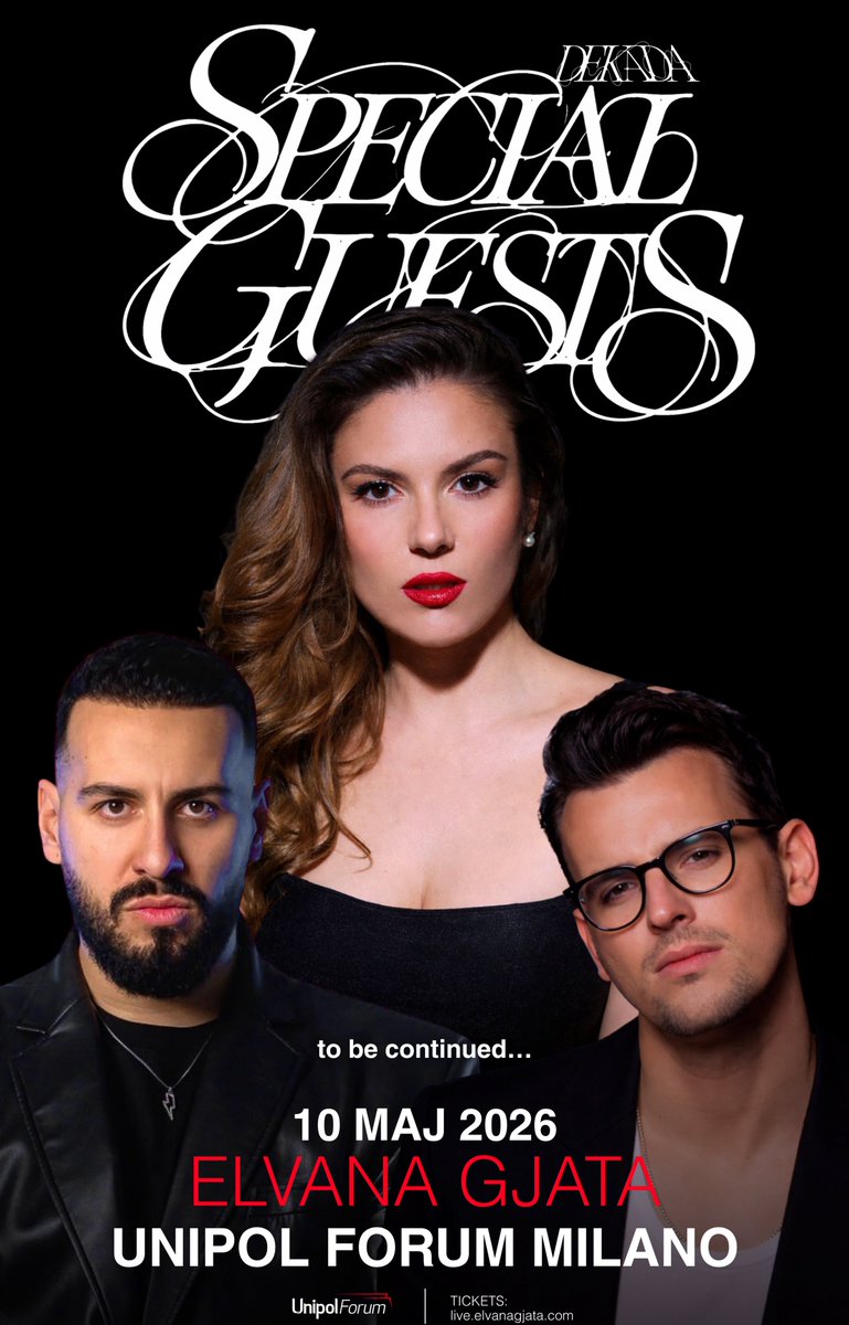 iconelvana's tweet image. Capital T, Migena Gjata &amp;amp; Stanaj have been announced as some of the special guests for #DEKADA, taking place on May 10th at the #UnipolForum in #Milan 🎶 #ElvanaGjata 

🎫 : Live.elvanagjata.com