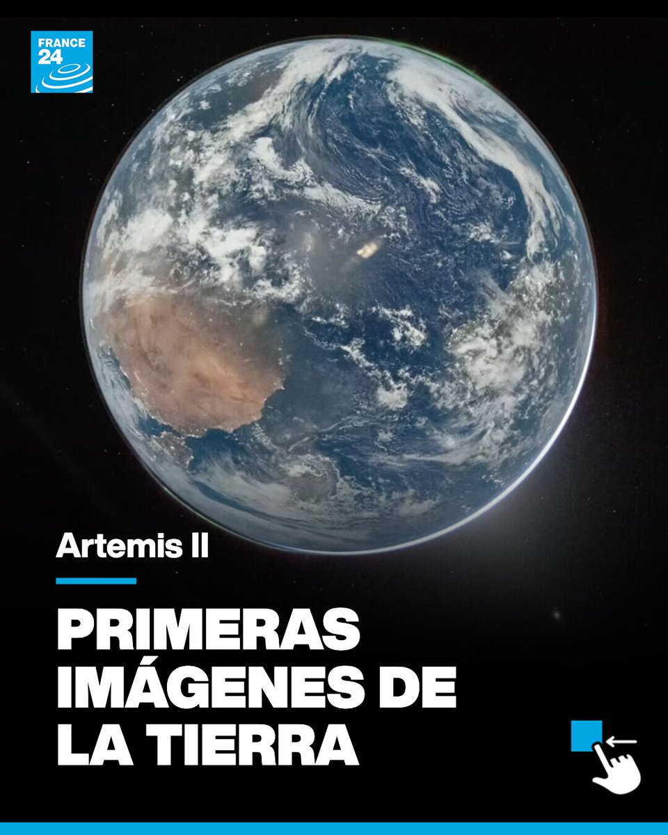 France24_es's tweet image. 🚀🌕 La NASA reveló las primeras imágenes de la #Tierra desde la misión Artemis II, enviadas por los astronautas a bordo ➡️ f24.my/BqE0