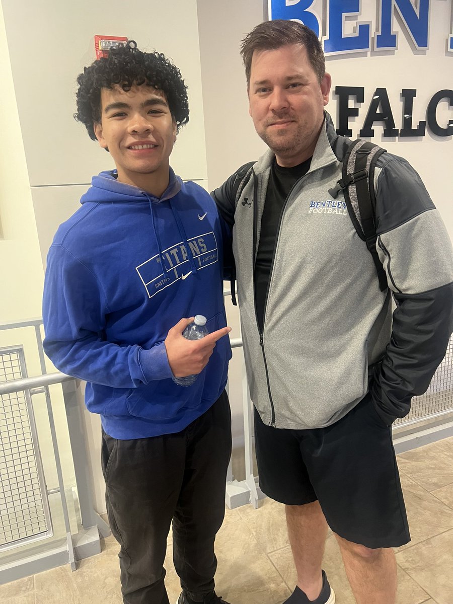 Thank you <a href="/FootballBentley/">Bentley Football</a> for the incredible visit. Big thank you to <a href="/TheCoachGriggs/">Adam Griggs M.Ed, M.S.</a> <a href="/JeffMoorzzy32/">Jeff "Big House" Moore MBA</a> <a href="/CoachedBySmith/">Coach Smith</a> <a href="/Coach_OOmoyeni/">Osho Omoyeni</a> for showing me love and all the extra effort to make me feel welcome.
