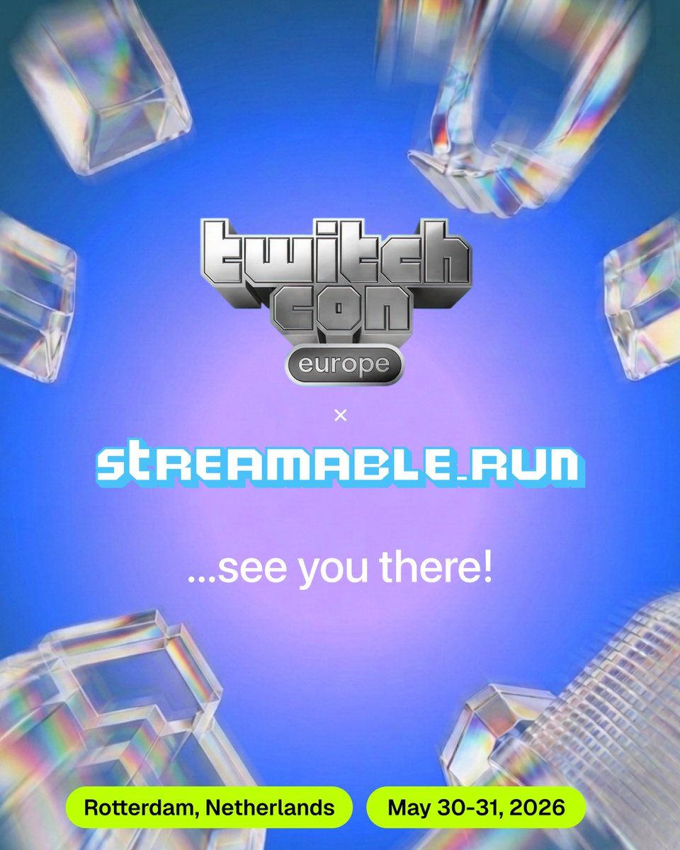 streamablerun's tweet photo. Be sure to stop by @streamablerun booth at TwitchCon EU! We'll be giving out free merch, demos, and a surprise! 🎉🔵 https://t.co/BQT5tYvm2p