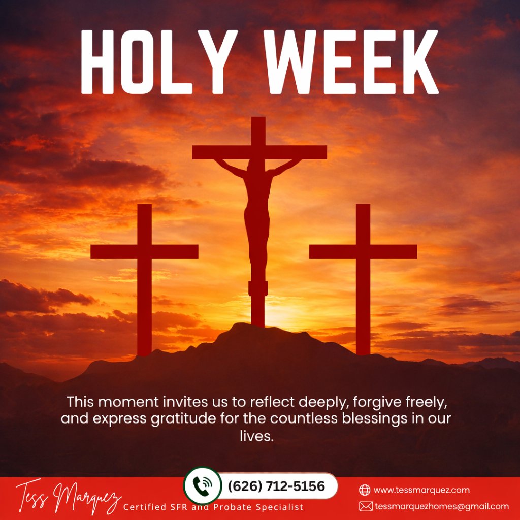 Taking time this Holy Week to reflect and reset.

If a new home or selling your current one is on your mind, I’m here to help.

Call or text me at (626) 712 5156

#HolyWeek #RealEstate #HomeBuyers #HomeSellers #NewBeginnings #CaliforniaHomes #DreamHome