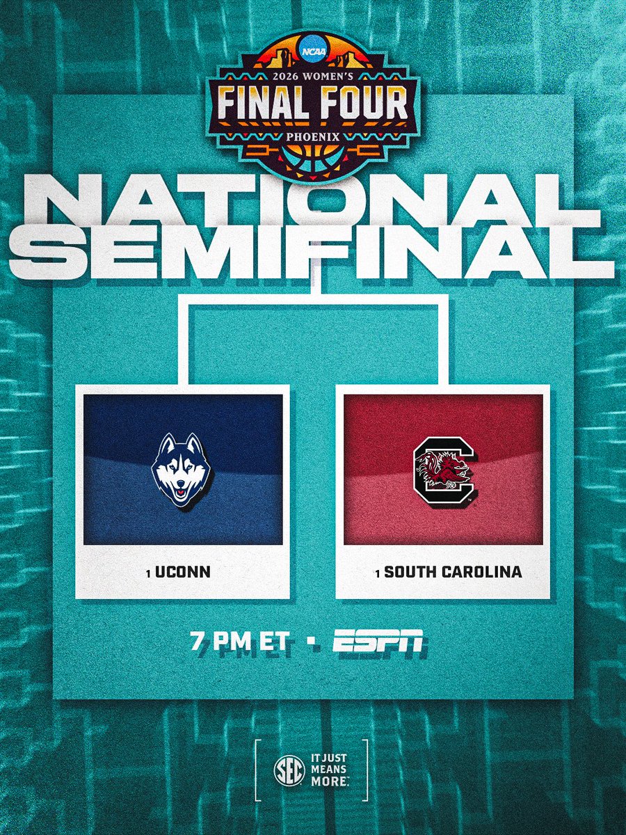 SEC's tweet image. IT'S ALMOST THAT TIME ⏳

🤙 No. 1 UConn vs. No. 1 @GamecockWBB 
📍Phoenix, AZ
📺 ESPN &amp;amp; in the ESPN App: secsports.social/8f1ed6

#SECWBB x #WFinalFour
