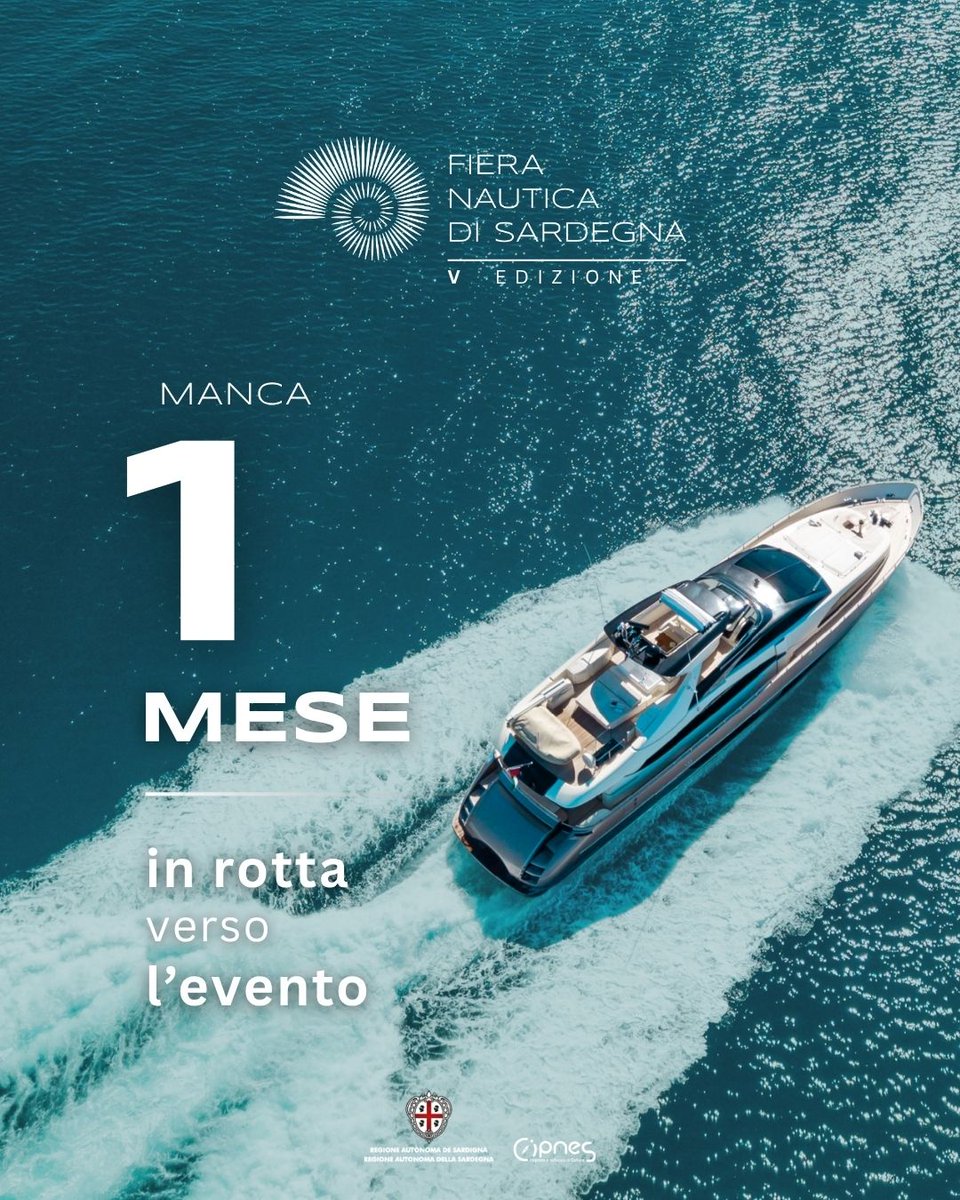 Manca 1 mese alla Fiera Nautica di Sardegna.
⏱️ 7–10 maggio 2026
📍 Marina di Porto Rotondo

Il conto alla rovescia è iniziato.
#fieranauticadisardegna #sardiniaboatshow