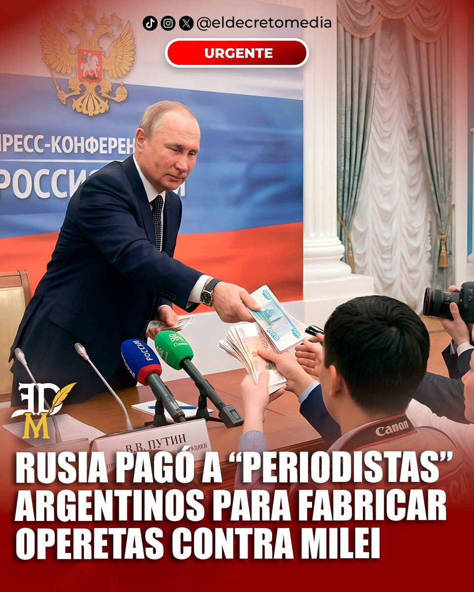 🇦🇷🇷🇺 — Los documentos filtrados sobre la operación rusa en Argentina revelan que hay “periodistas” (A24, El Destape, C5N e Infobae entre otros) que cobraron entre USD 350 y USD 3.100 por artículo para atacar al Gobierno de Milei con fake news.