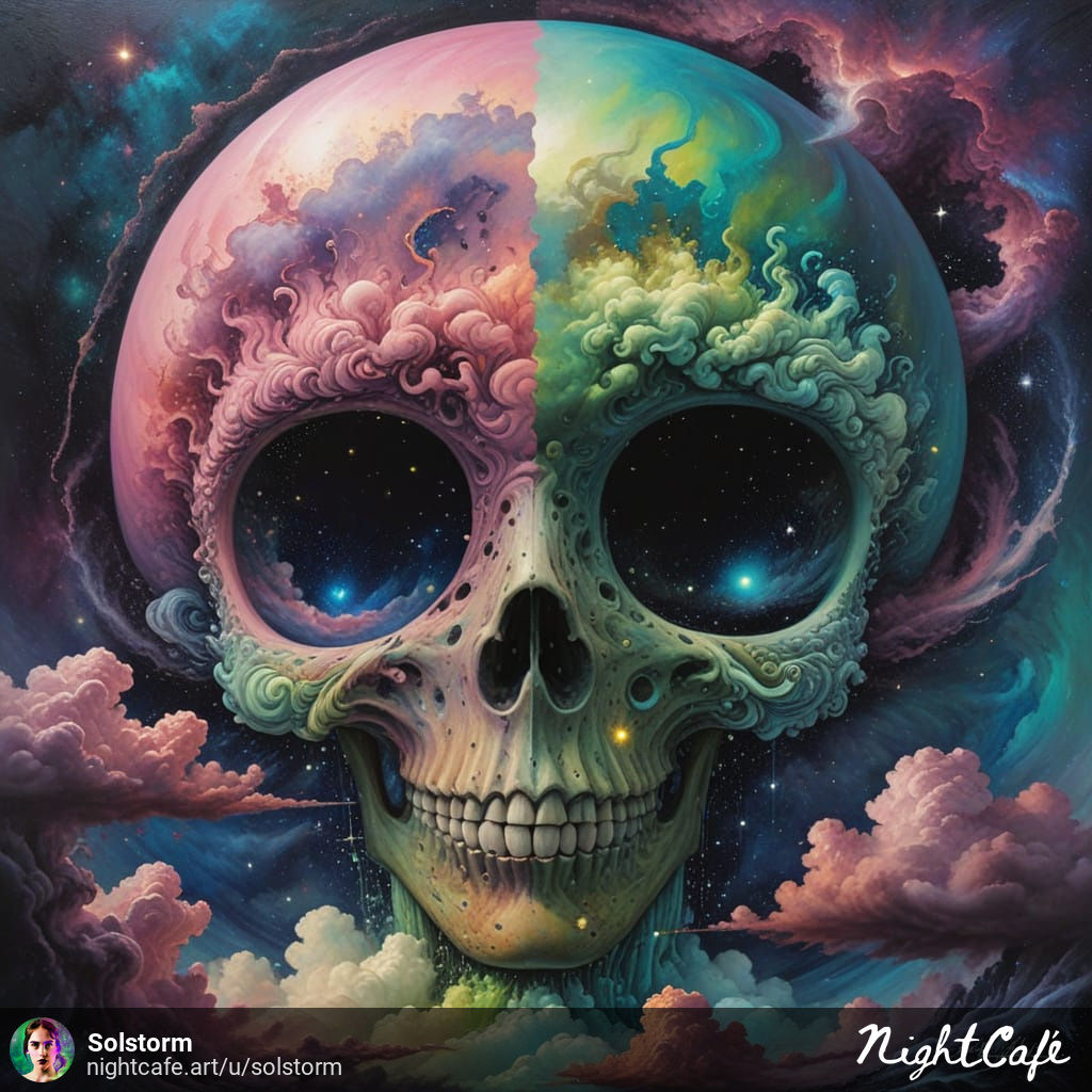 solstormaiart's tweet photo. Cosmic Skull, made with @NightcafeStudio | #nightcafe #modifiermonday #skulls

🔗 https://t.co/sFZLcv28I7

#aiart #digitalart #generativeart #stablediffusion #sdxl #aiartcommunity https://t.co/DEb8n3a8rH