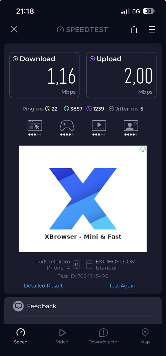 barisbey7841's tweet photo. @TurkTelekom @TTDestek Bölgemizde TürkTelekom 5G çekmiyor şehir içinde Vodafone ve Turkcell 300 mbs 500 mbs sunuyor TürkTelekom hızları hayla çok düşük @ebekirsahin https://t.co/0o3I27bhcH