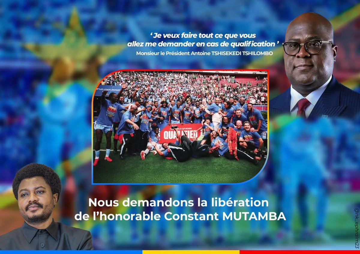 AlainFamba1's tweet photo. #RDC: Le peuple demande la libération de SEM. CONSTANT MUTAMBA,  @ConstantMutamba.
@actualitecd @chauffeur243 @IsralMutombo11 @IyendaOfficiel @PatrickLokala_ @LukaushaLouange @JeanClaudekat2 @fatshi13 . https://t.co/tuvJwvpawP