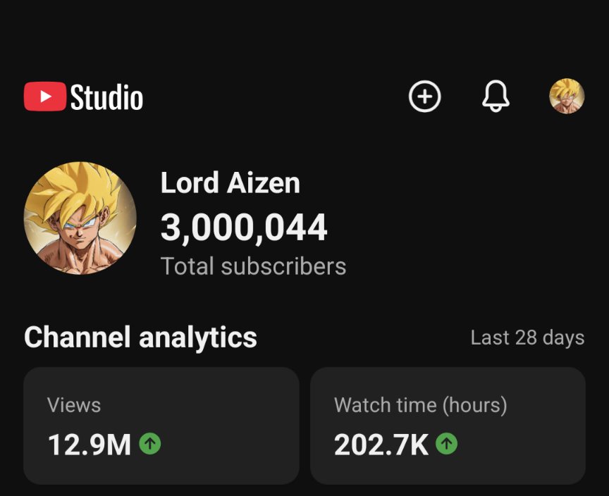 LordAizenBankai's tweet photo. Just hit 3 million subs on YouTube thanks to you 🥳 https://t.co/uswaXfiAf7