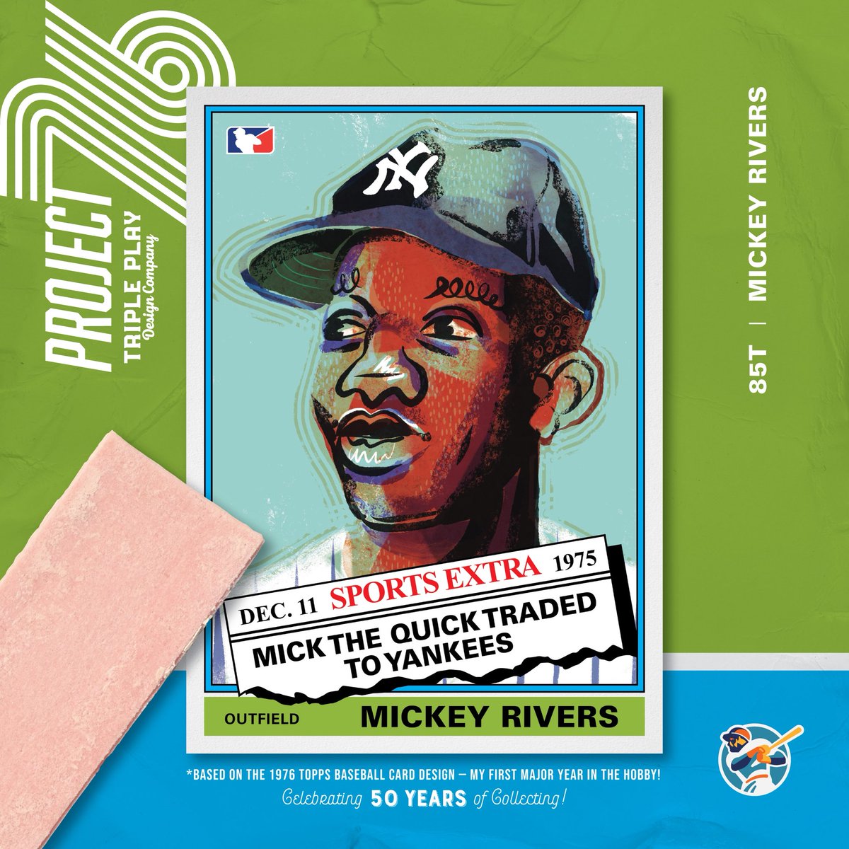 emkittel's tweet photo. Project76 - 085T - Mickey Rivers, New York Yankees
#tripleplaydesign #project76 #1976topps #1976 #mickeyrivers https://t.co/3e8j1k0JPB