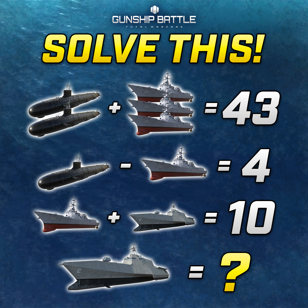 Solve this to prove you are far superior to the Armada! 💪🧠
Should be no problem with our Admirals... Right?👀💯
---
Check out our Web Shop! 🎁 webshop.joycity.com/en/gbtw
Join the Community! ✈️ discord.gg/zeGjGKJuTY