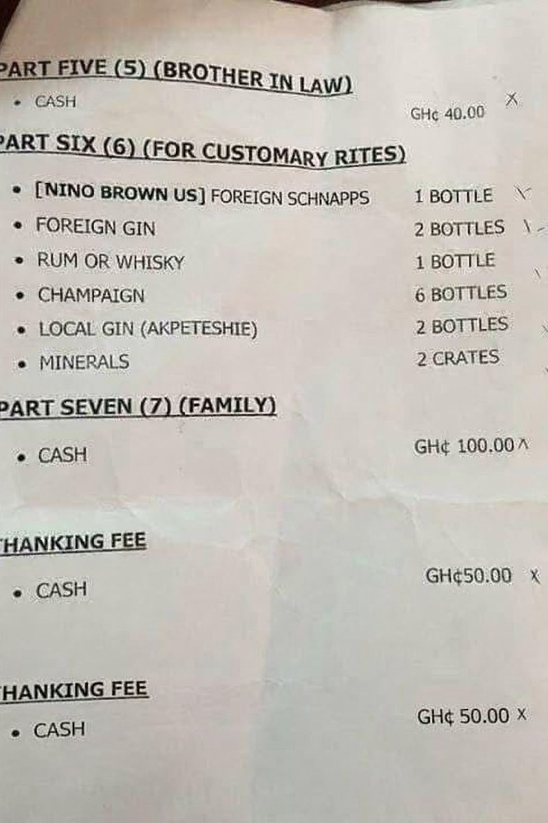 gyaigyimii's tweet photo. This wedding Engagement list is going viral. 

Look at Part 6 😭 https://t.co/2JSWn5PO2S
