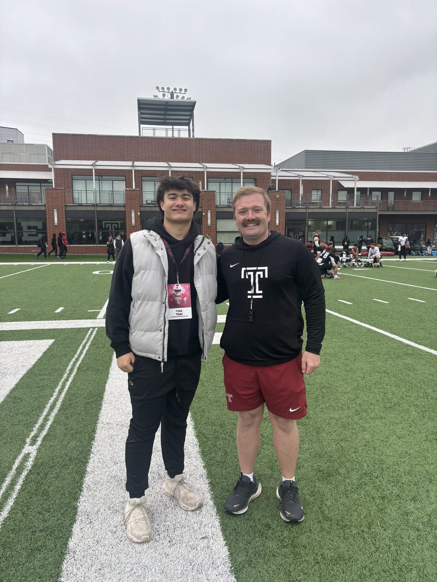 TyanTsai's tweet photo. Had a great time at @Temple_FB spring practice yesterday. Thank you @CoachJohnFisher for the invite to come down and learn about the culture! 
@Marty_Gibbons @CoachJimmyKing @LCCougarFB @LCHS_Strength @PhillyBasement @KohlsSnapping @TheChrisRubio @OhiosElite1 @PrepRedzoneOH @OHPrepVarsity 
@neohiohsfb @RecruitMatador @football_t3 @_seanconroy8 @HKA_Tanalski 
#TempleTuff