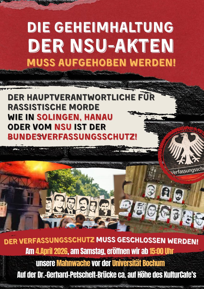 umuttvofficial's tweet photo. 📌 Widerstandszelt und Mahnwache in Bochum!

Vor der Ruhr Universität Bochum beginnt ein Widerstandszelt mit der Forderung nach einer Wiederaufnahme der NSU-Verfahren und der Offenlegung der geheimen Akten. Die Schließung des Verfassungsschutzes, der die Täter schützt, gehört ebenfalls zu den Forderungen des Widerstands.