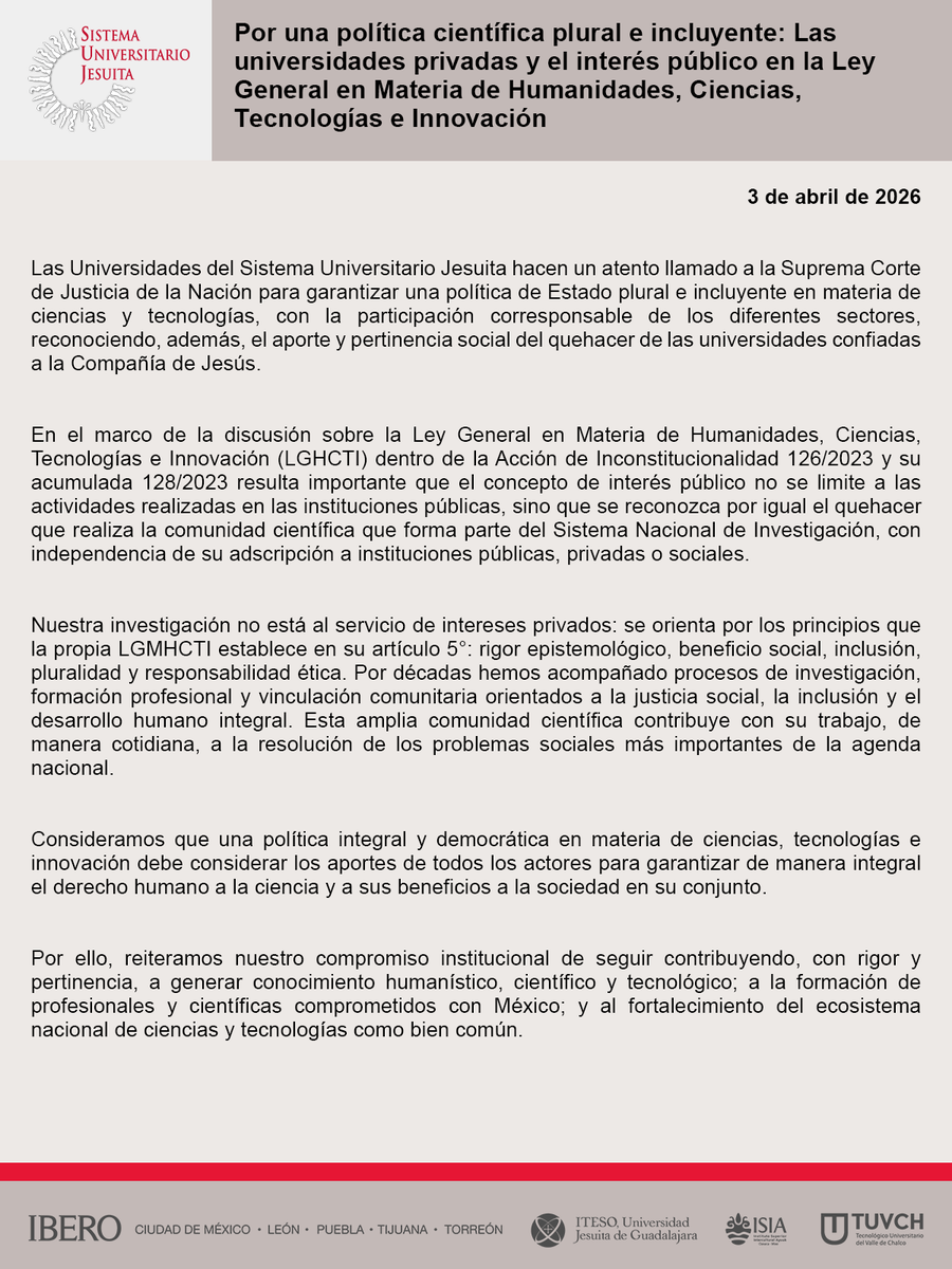 Sistema Universitario Jesuita tweet media