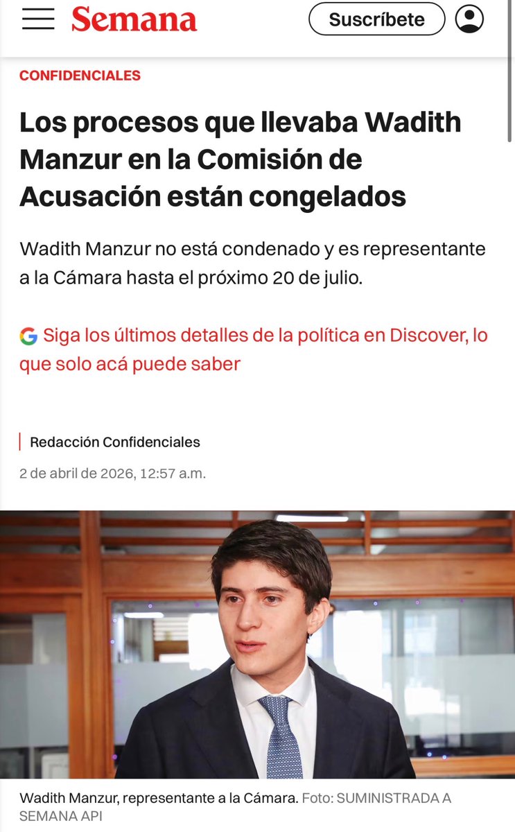 Los cargos no pueden ser un escudo de impunidad ni interferir en la justicia.

Hoy el señor Manzur tiene sus procesos congelados. Hace meses ocurrió lo mismo con las denuncias contra Gustavo Petro. No es coincidencia, es un patrón.

Lo dijimos a tiempo: no eran pajaritos en el