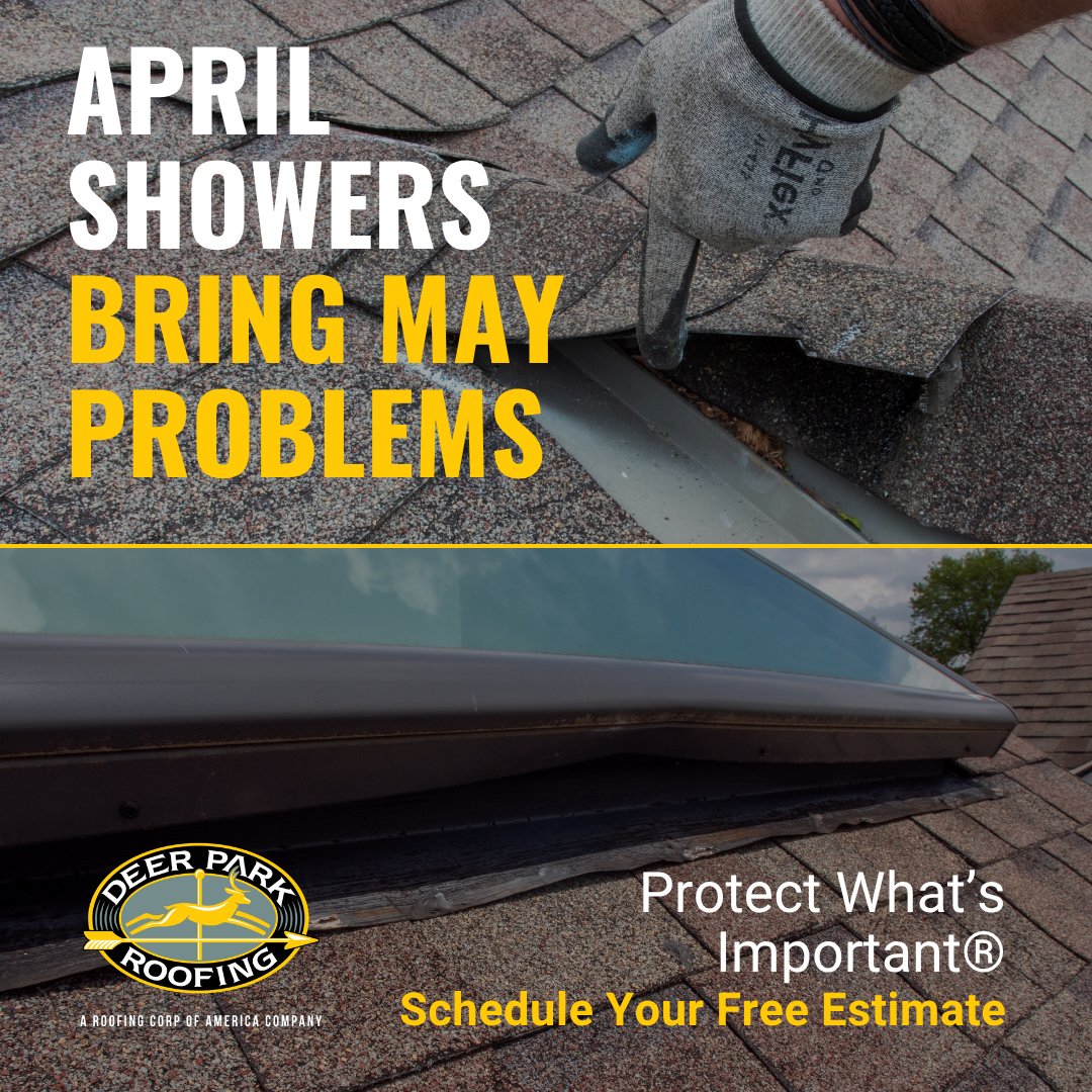 April showers bring May problems, and the damage adds up fast if it goes unchecked.

Now’s the time to take a closer look at your roof and catch issues before more rain moves in.

A quick inspection today can save you from bigger headaches tomorrow. Deer Park Roofing is here to
