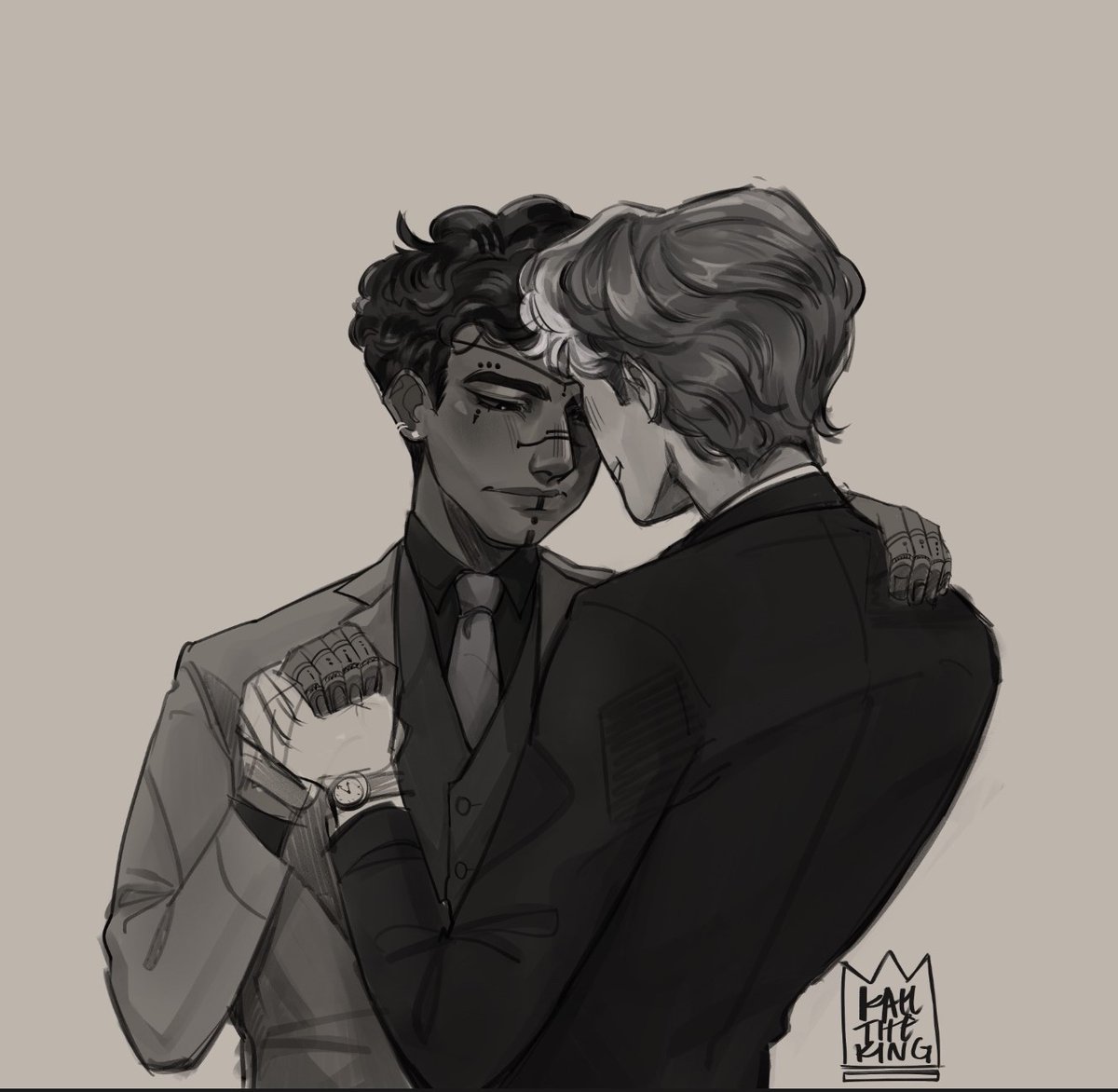 KTK_Arts's tweet photo. Just a soft moment between Atlas and Theo. I imagine they've snuck off to a secluded area to get away from prying and judgmental eyes. It's not always easy being together but they make the most of it. I will elaborate one of these days siighhh, so much to draw and so little time! https://t.co/3uh0ewS2vM