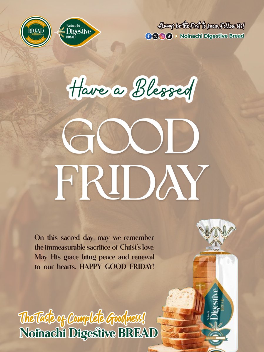 breadculturefds's tweet image. Have a Blessed Good Friday!

#breadinabuja #breadmaking #digestivebread #HappyGoodFriday #abujabakery #bread #abujaconnect #breadculture #noinachi #noinachidigestivebread #abujabread #abujabaker #fyp #viral #proudlynigerian #breadbaking #breadlovers🌾🍞♥️
