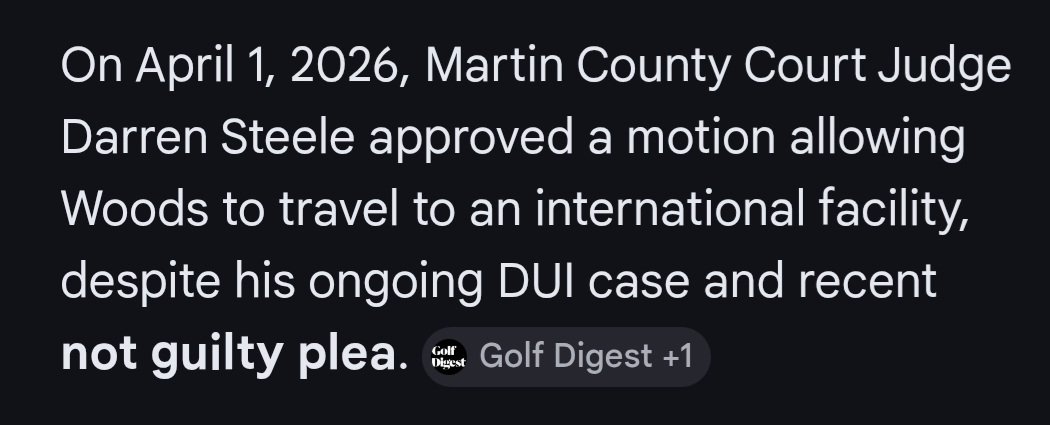 TalkingInLA's tweet photo. Why does @TigerWoods need to go on vacation rehab when he claims he's Not Guilty? 🤔

Sounds like he's pretty Guilty. 

Would Judge Steele let us middle-class folk take off to some vacation spot for "rehab"?

@MartinFLSheriff https://t.co/ISOSQ3Af4A