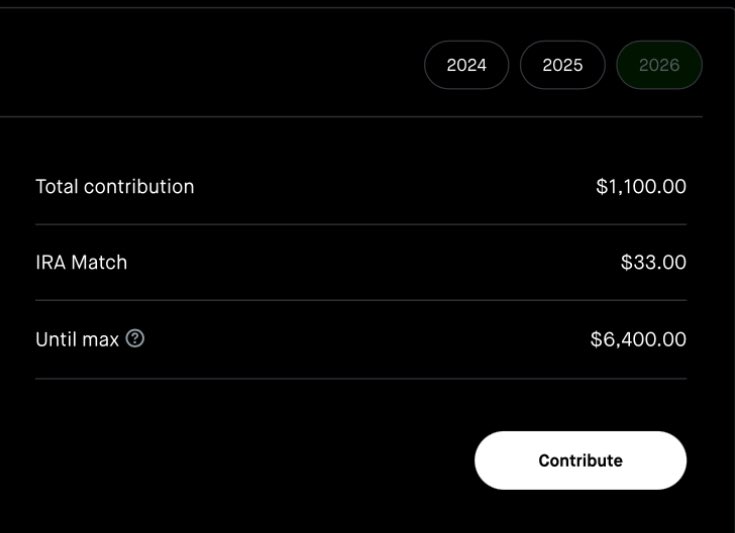 TrapDefi's tweet image. Decent start for 2026 but I could do better with my contributions #IRA